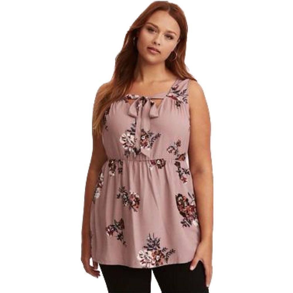 Torrid, women’s size 4X, floral. Tie neck. peplum. Tanktop.